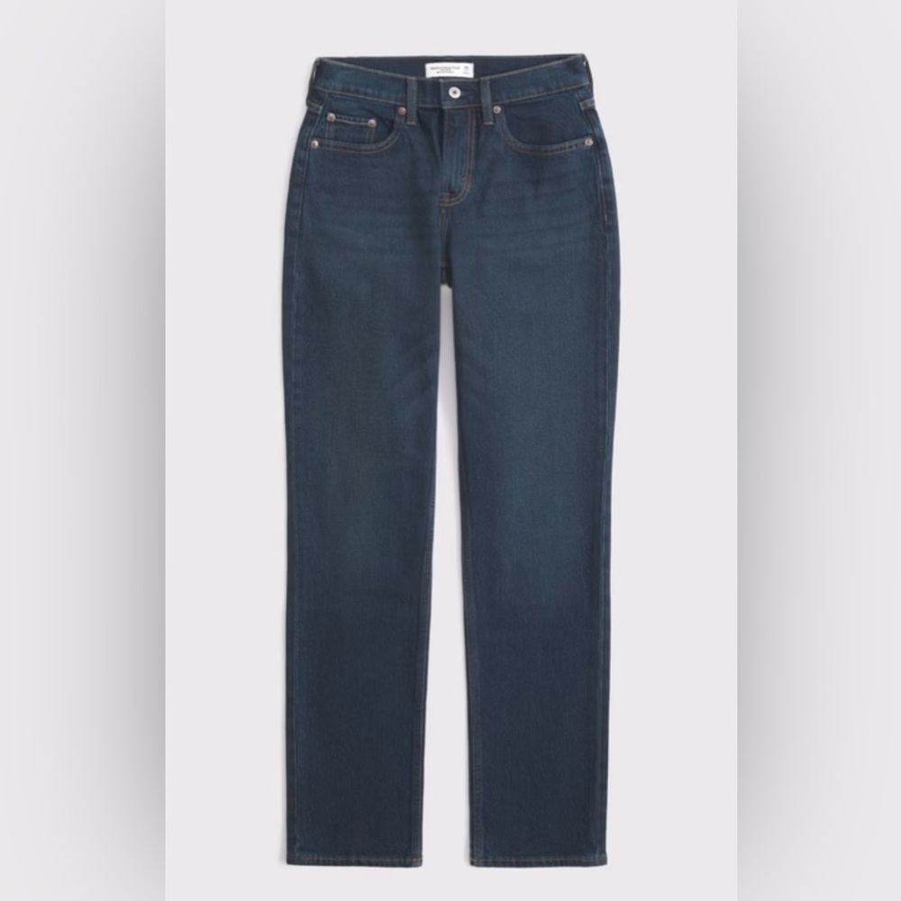 Abercrombie Mid Rise 90s Straight Jean - Inky Dark - 24R